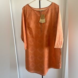 SOLD - NWT Fabindia tunic blouse Kurta dress Top peach orange 🍊 100% cotton XL